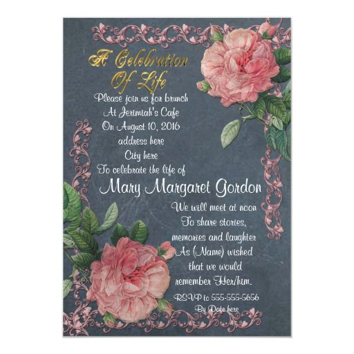 celebration of life invitation vintage roses zazzle celebrate it invitations