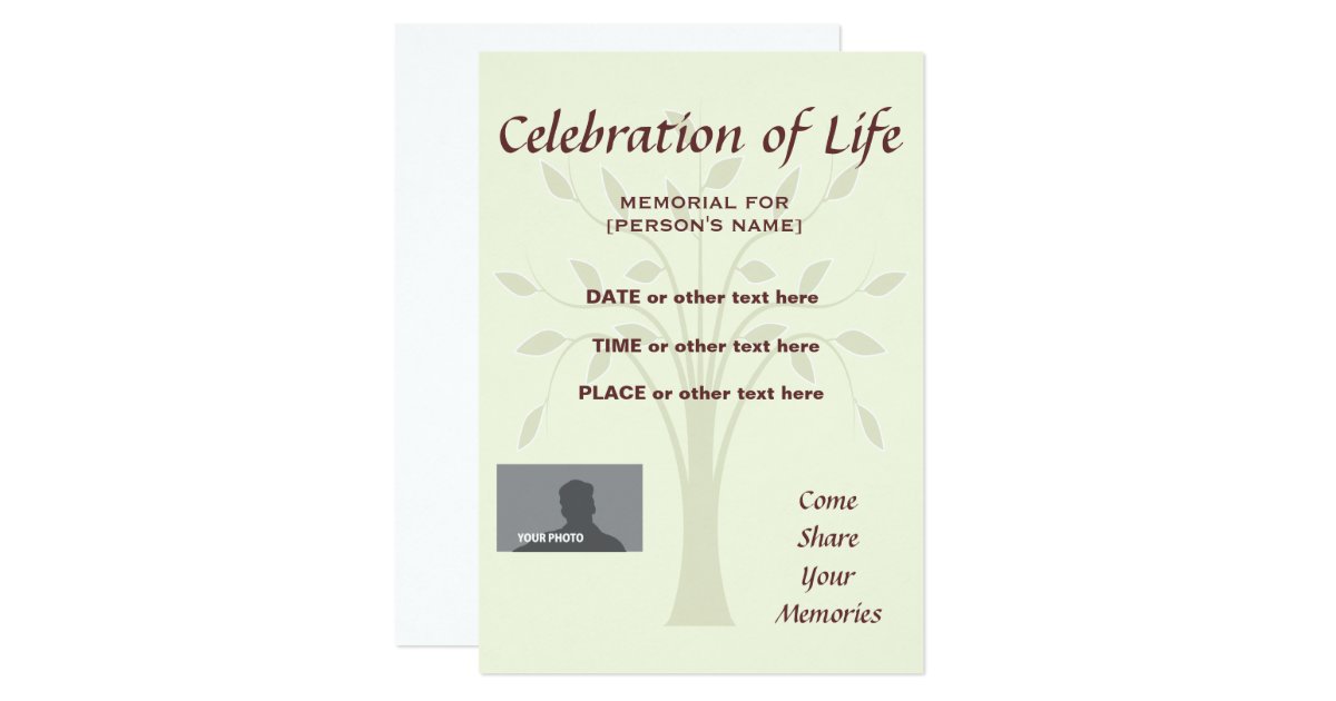Celebration Of Life Card Custom Design Celebration Of Life Card Custom Design