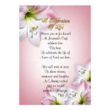 Celebration of life watercolor amaryllis personalized announcements