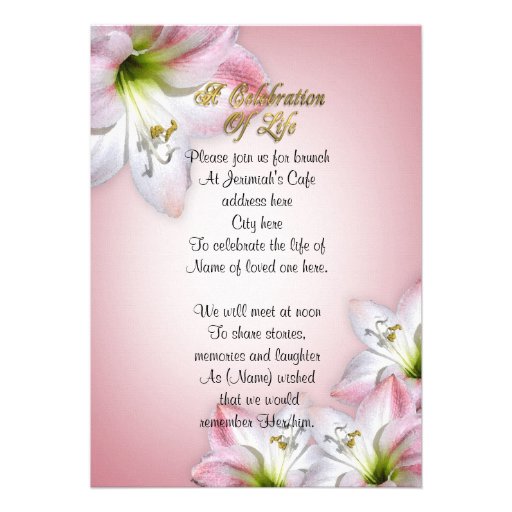Celebration of life watercolor amaryllis personalized announcements