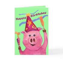 Celebration Pig Birthday Card