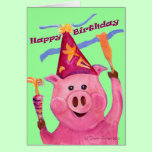 Celebration Pig Birthday Card cards