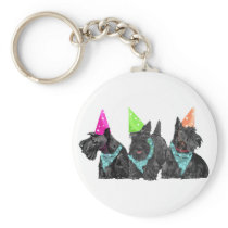 Celebration Scotties in Party Hats Key Chains