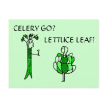 CELERY GO? LETTUCE LEAF! -postcard by Horseshoes3 CELERY GO? LETTUCE LEAF! -postcard