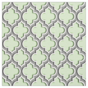 Celery Green, Dark Gray Moroccan Quatrefoil #5DS Fabric