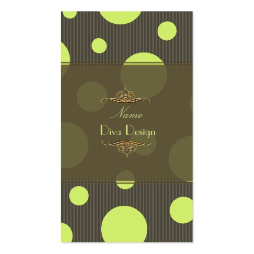 Celery Polka dots and pin stripes BusinessCard Business Cards (front side)