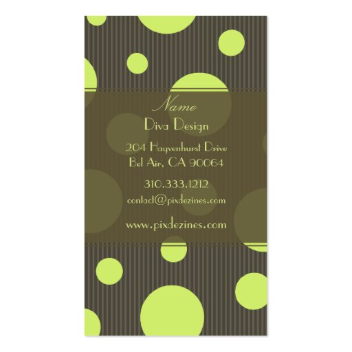 Celery Polka dots and pin stripes BusinessCard Business Cards (back side)