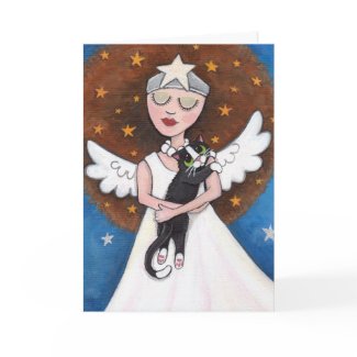 Celeste and her Cat - Greeting Card card