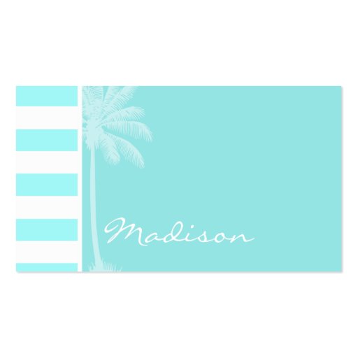 Celeste Horizontal Stripes; Palm Business Card