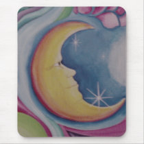 Celestial Friends Moon Mouse Pad