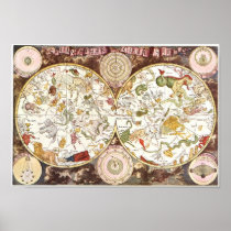 Celestial map from the 17th century poster