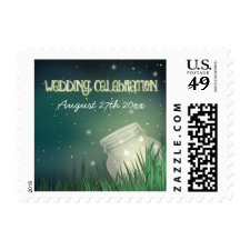 Celestial Mason Jar Firefly Wedding Stamps