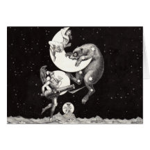 Celestial Moon Goddess Luna Ursa Major and Mars Greeting Card