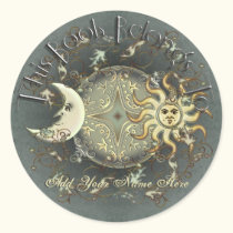 Celestial Sun and Moon Bookplate Stickers