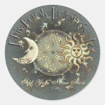 Celestial Sun and Moon Bookplate Stickers