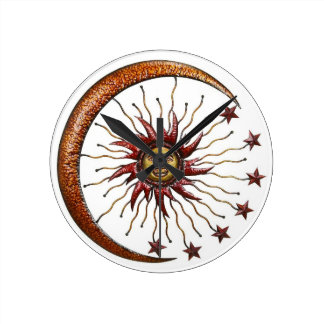 CELESTIAL SUN MOON & STARS ABSTRACT WALL CLOCKS