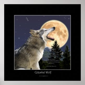 CELESTIAL WOLF full Poster print