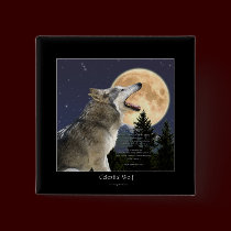 CELESTIAL WOLF Square Buttons by RavenSpiritPrints CELESTIAL WOLF Square Buttons