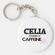 Celia powered by caffeine keychain