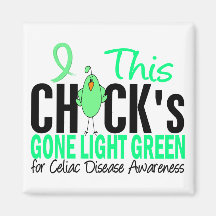 CELIAC DISEASE Chick Gone Light Green Refrigerator Magnets