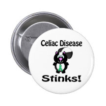Celiac Disease Stinks Skunk Awareness Design Pinback Button