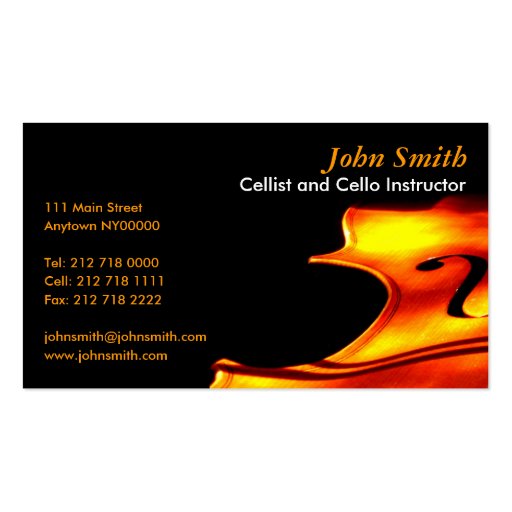 Cellist Business Card (front side)