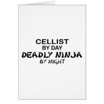 Cellist Deadly Ninja by Night Greeting Cards