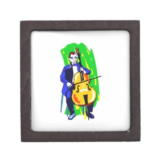 Cello Bass Orchestra Player Blue Suit Seated planetjillgiftbox