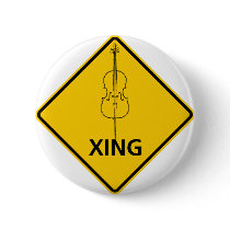 Cello Crossing Highway Sign Pinback Buttons