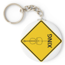 Cello Crossing Highway Sign Key Chain