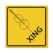 Cello Crossing Highway Sign Fridge Magnets