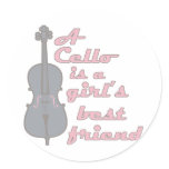 Cello Girl Round Sticker
