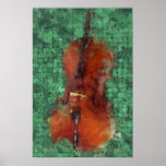 Cello On Green Posters