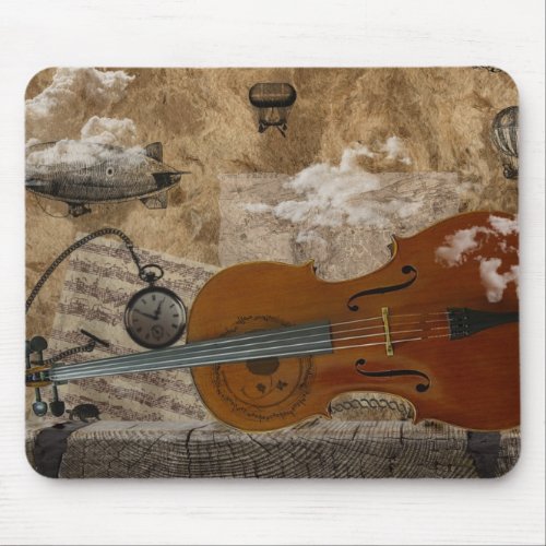 Music Lover’s Mouse Pad with Cello – Dadaist Look – by MissPrinteditions