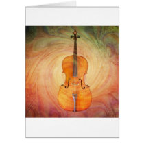 Cello with warm colorful textured background. greeting card