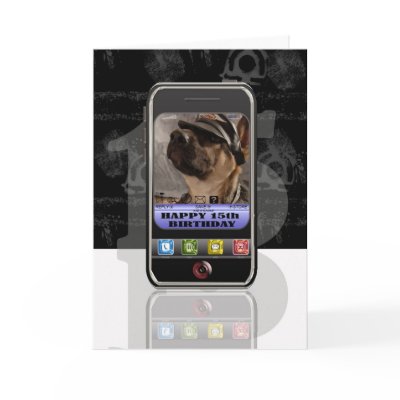 cellphone, mobile phone text message Happy Birthda Greeting Card by moonlake