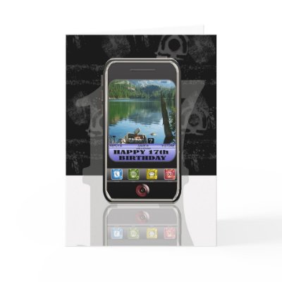 cellphone, mobile phone text message Happy Birthda Greeting Card by moonlake