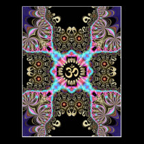 Celtic Arabesque Fusion Gold OM Art Postcard postcards