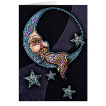 Celtic Art Moon Face Greeting Card
