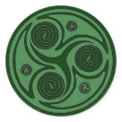 round_sticker - Celtic art stickers with a triskel spiral design! Buy these fun Celtic art stickers with cool triskel spiral designs and start getting creative! These original Celtic spiral artwork stickers by Peggy von Burkleo have a triskel Celtic spiral design in green and black. These Celtic spiral art stickers are a perfect gift for people who love Celtic artwork! A great way to stick some Celtic flair to cards, notebooks, ipods, cell phones, laptops or wherever you want to add some Celtic designs! Great for St. Patrick’s Day or any day! Don’t forget to take advantage of Beltain’s Zazzel shop’s multiple purchase discounts- The more cool Celtic art gifts you buy from Beltain’s Zazzel shop, the more you save! Looking for more Celtic T-Shirts and gifts ? Then visit our main web site at Beltain celtic art gifts 