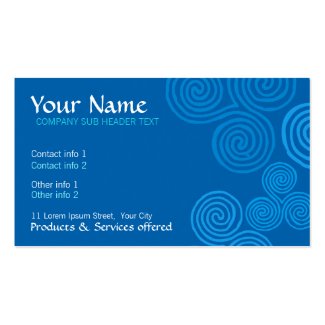 Celtic Blue Curl Swirl w- Logo Business Card