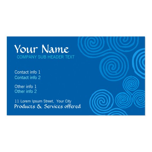 Celtic Blue Curl Swirl w- Logo Business Card
