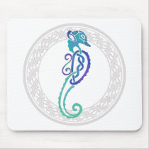 Celtic - Circular Ornament, Celtic Seahorse mousepads
