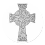 Celtic Cross 3 Black Round Sticker