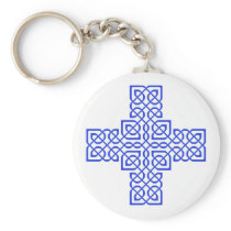 Celtic Cross 6 Blue Keychains