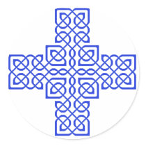 Celtic Cross 6 Blue Round Sticker