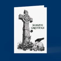 Celtic Cross and Raven Christmas Card
