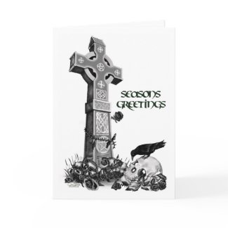 Celtic Cross and Raven Christmas Card card