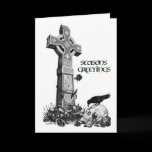 Celtic Cross and Raven Christmas Card