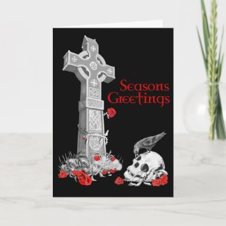 Celtic Cross and Raven Christmas Card zazzle_card